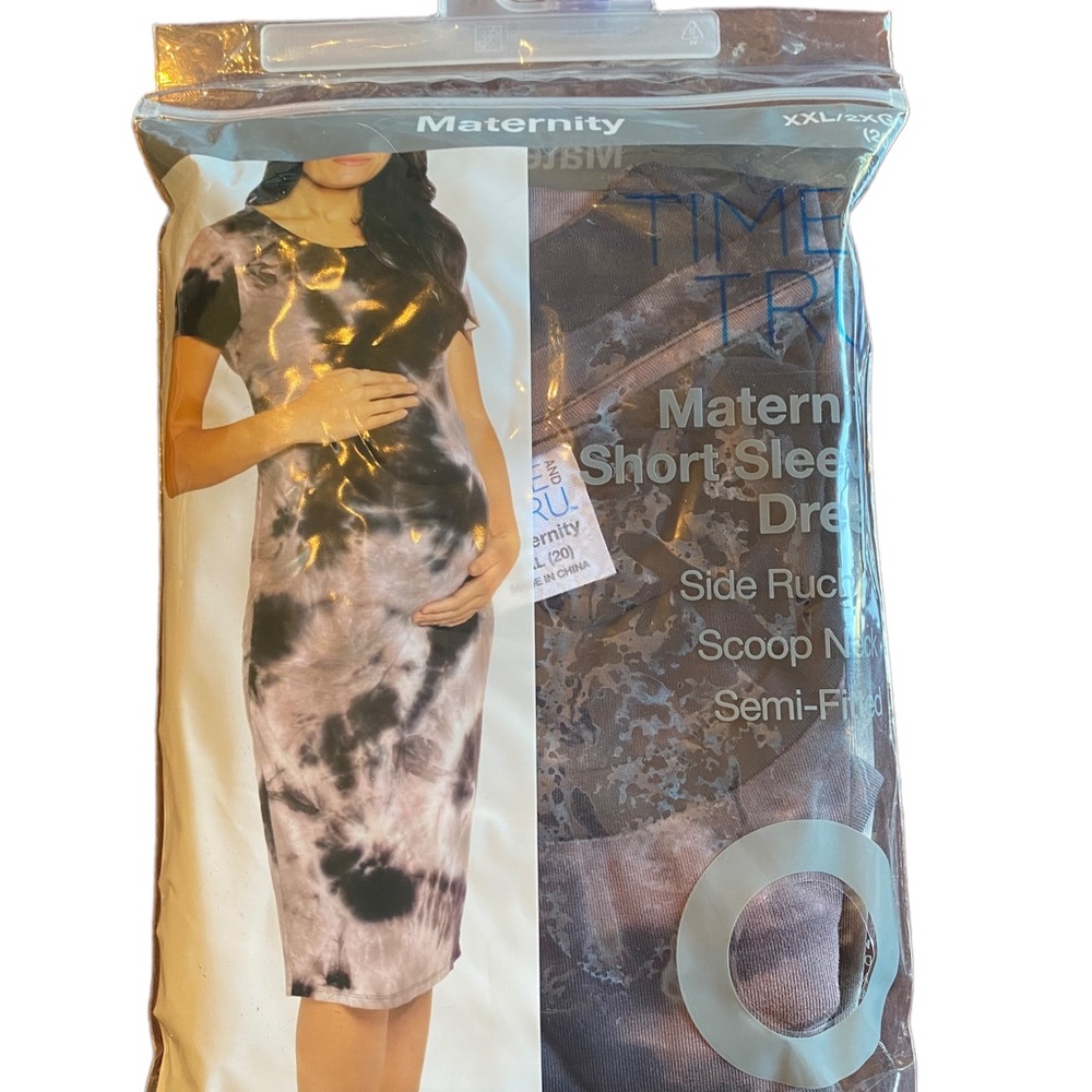 Time & Tru Maternity Short Sleeve Tie Dye Dress - Picture 2 of 5